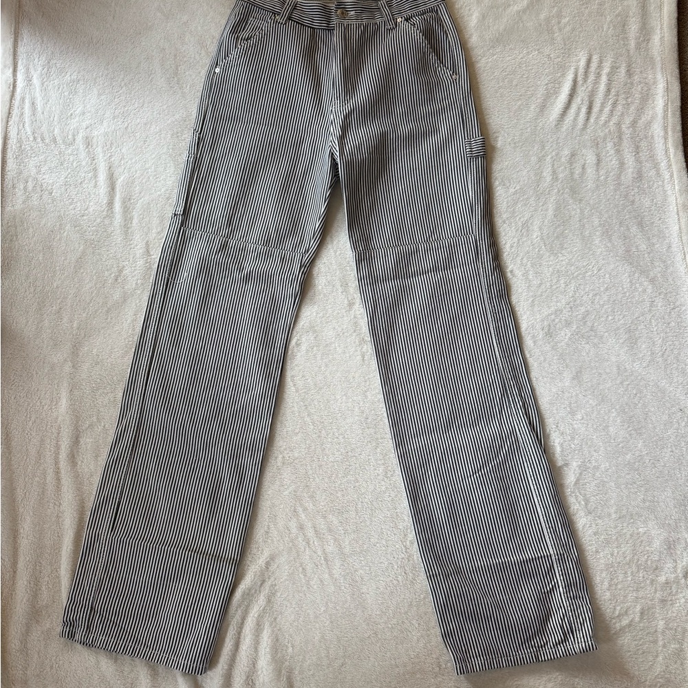 Mango Striped Straight Leg Jeans